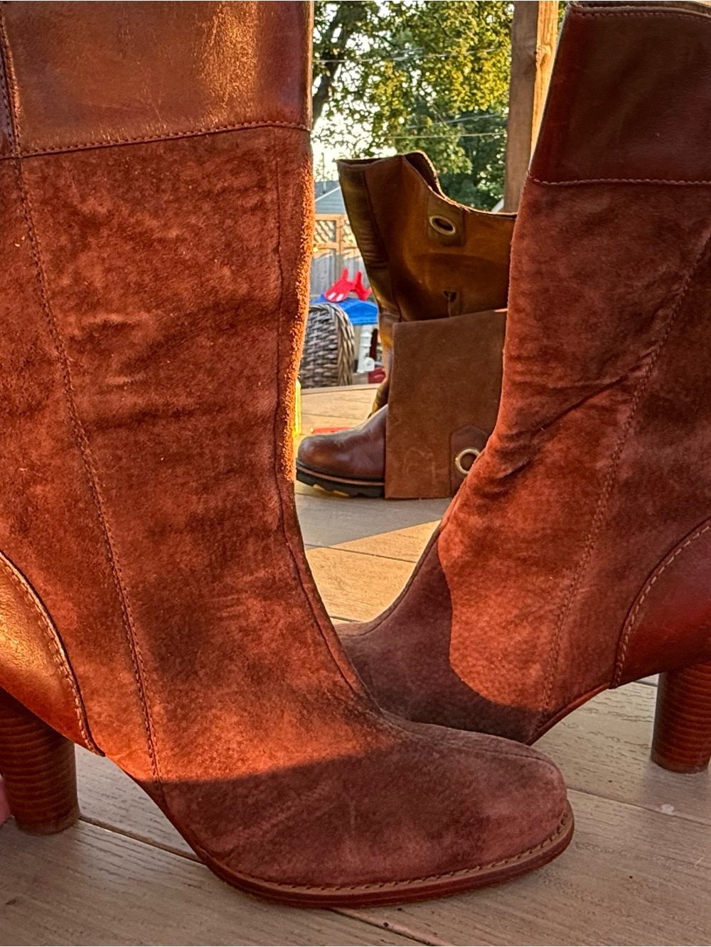 UGG Chestnut Brown Suede Heeled Mid-Calf Boots